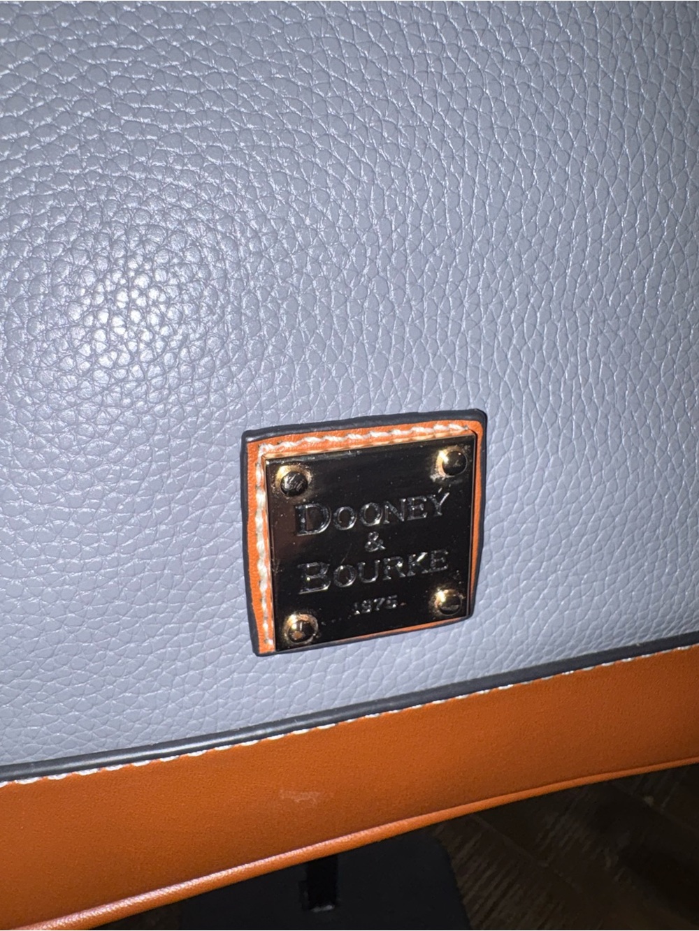 Dooney & Bourke Gray and Tan Pebbled Leather Dome Satchel - Picture 3 of 11